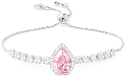 Linawe Pulsera mujer, pulseras rosas, pulsera de tenis, pulsera de plata para mujer, cadena de mano, conjunto de pulseras con gemas y cristales de diamante, pulsera con dijes