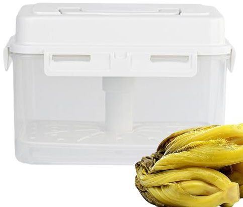 Gurkenglas - Sauerkraut Vorratsbehälter, Gärtopf Gärbehälter | Gurkenglas mit Griff und Deckel, Frischer Geschmack, 4-seitige Verriegelung Fermentation Aufbewahrungsbox