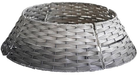 Weihnachtsbaum Kragen/Weihnachtsbaum Rock 65 cm, Rattan Weihnachtsbaum Ständer Weihnachtsbaumständerhülle Weihnachtsbaum Basis Ring, Abdeckung für Christbaumständer Korb (Grau)