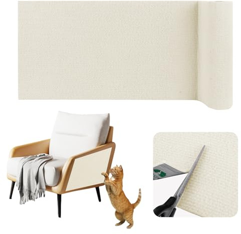 Kratzteppich selbstklebend Kratzmatte Katze Sofa Kratzbretter Katze Wand Kratzbrett Katzen Katzenwand Kratzschutz Wand (Beige, 40cm×2m)