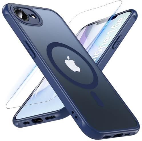 OWKEY Fodral för iPhone 16e/iPhone SE 4/iPhone SE 2025, Matt Transparent Stötsäkert Mobilskal, Blå