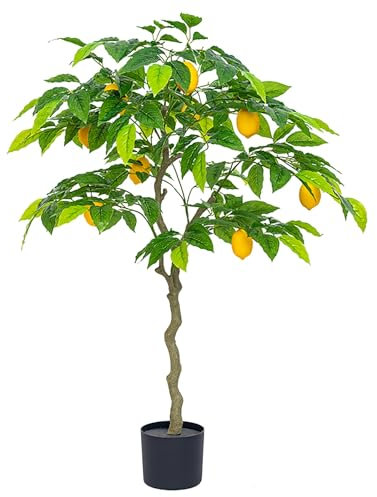 CURBX Ramas De Limón Artificial, Planta Artificial Decorativa De Limonero, Plantas De Interior Artificiales con Ramita De Limón, para Decoración para El Hogar Cocina Dormitorio Boda(130cm/4.3ft)