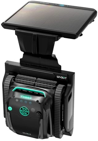 WYBOT S2 Solar Betriebener Poolsauger für Innenpools, 7 Modi und 7 Wege, automatische Rückgabe und Aufladung, 2,5 Stunden Laufzeit, Dual-Filtration, App-Steuerung, deckt deckt 300 m² (Schwarz)