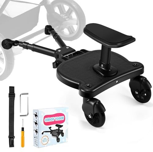 Planche Poussette Universelle, Skate Poussette Universelle, Portable Marche Pied Poussettes, Kiddy Boards avec Sangle de Suspension, Planches à Roulettes pour bébé pour Enfants de 2 à 6 Ans (25KG)