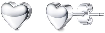 Zeffy Sterling Silver Heart Earrings for Women Hypoallergenic Minimalist Tiny Small Love Heart Stud Earrings 925 Sterling Silver Stud Earrings for Sensitive Valentines Day Jewelry Gifts