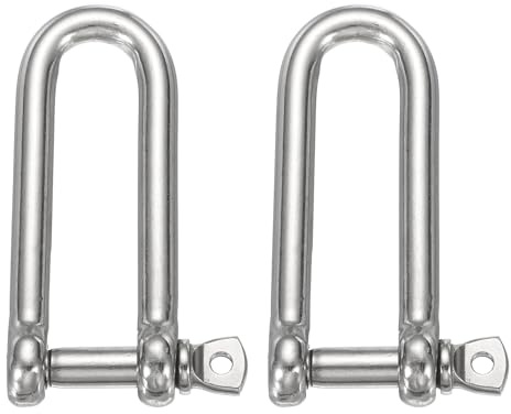 sourcing map 2 grilletes de arco de acero inoxidable, 24 mm de largo, en forma de D, grilletes de tornillo grandes para barco, velero, cadena, cierre de aparejo, joyería de paracaídas, aparejos