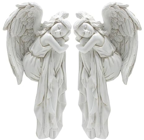 DOITOOL 2 stycken delar ängel dörrkarmar dekor av slitstark harts sovande ängel figurer snygga väggornament vänster och höger klassisk europeisk design för mysiga