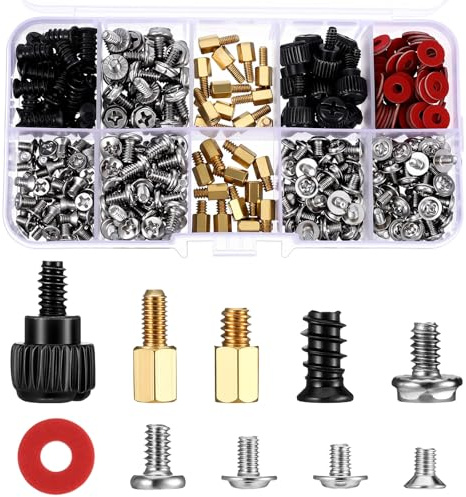380 STK PC Schrauben Set Mainboard Schrauben SSD Schraubenset Personal Computer Schraubenset Standoffs Abstandshalter Set #6-32 Stecker Auf M3-Buchse für Festplattenlüfter, Gehäuse SSD CD-Rom Comput