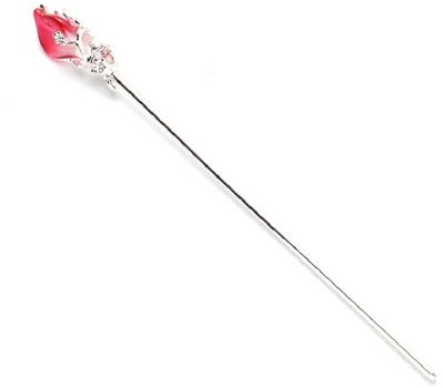 Chinese Style Hair Stick Woman Metal Hairpin, Vintage Hair Chopsticks Woman Jewelry Accessories(silver&red)