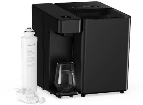 Klarstein Velaire Macchina Ghiaccio & Dispenser Acqua - Filtro PAC, 2L, 10kg/24h, Cubetti Grandi/Piccoli, Touch Panel, Allarme Filtro, Casa & Ufficio