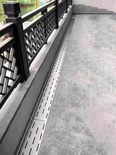 Slim Trench Drain Kit – Canale autoportante impermeabile antiruggine per esterni, patio, cortile, vialetto, marciapiede, soluzione di drenaggio lineare per doccia