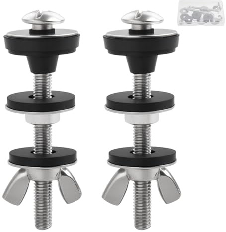 LEONTOOL 2 Pcs Universal Toilet Tank to Bowl Bolts Kit, Heavy Duty Toilet Tank Bolts Replacement, Waterproof Stainless and Rubber Washers Gaskets with Extra Long Nut Screw for Fastening
