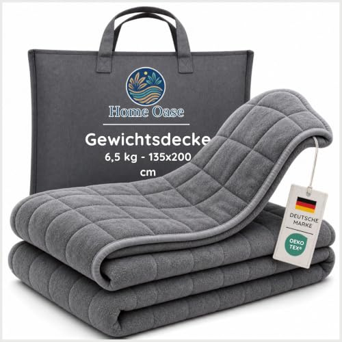 Gewichtsdecke 135x200 cm | 6,5 kg | Schwere Decke mit Sanftem Druck für Mehr Ruhe & Geborgenheit | Gewichtsdecke Erwachsene – Angenehmes Schlafgefühl durch Ausbalanciertes Gewicht & Weiche Baumwolle