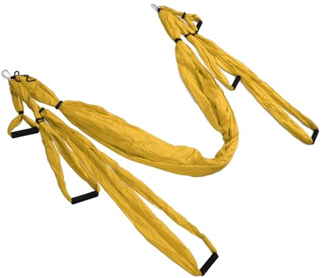 Aumotop Aerial Yoga-Schaukelset, Verstellbar, Starke Yoga-Hängematte, Verbessert die Flexibilität für den Innen- und Außenbereich, Polyester-Baumwolle – Geeignet für -Enthusiasten (Gelb)