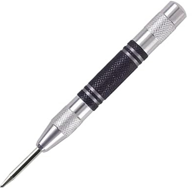 Puntatore automatico regolabile, Punzone centrale automatico multicolore 12,8x1,2x1,3 cm(Black Silver)