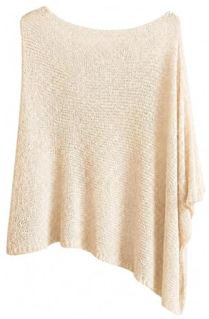 Damen Fleece Sommer Poncho Tops, Leichtes Transparente Mesh Schultertuch