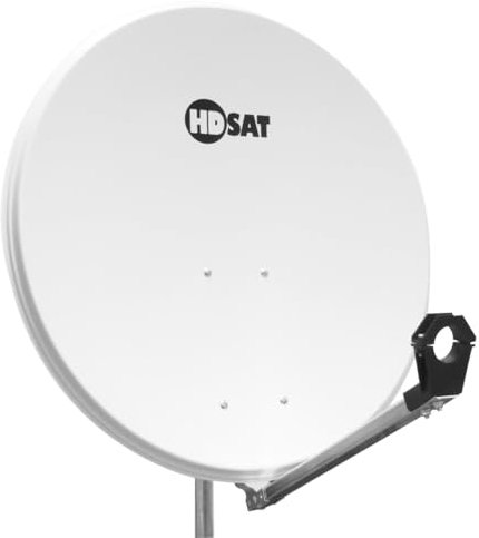 hdsat Parabola Satellitare Acciaio Bianco 80 cm con supporto LNB in acciaio zincato ideale Astra EUTELSAT