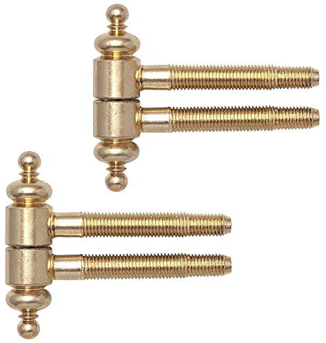 Gedotec Charniere de Porte et Meuble - Porte en Bois et Métal de Meuble, Portail, Volet, Fenêtre - Décoration Antique avec Tige à Visser de 60 mm - Charge 45 kg - Laiton Poli - 2 Pièces