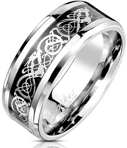 Bungsa Unisex-Ring keltisches Tribal aus 316L Edelstahl