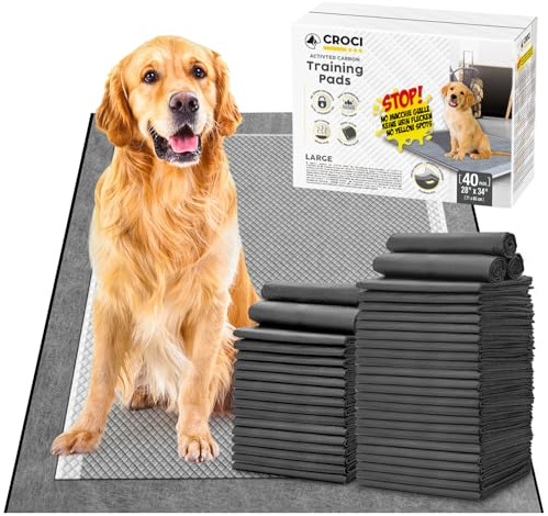 Croci - Super Nappy charbon actif - Tapis hygiéniques XL pour chiens 71x84 cm - 40 pièces, tampons adhésifs pour chiens et animaux, pour pipi de chien