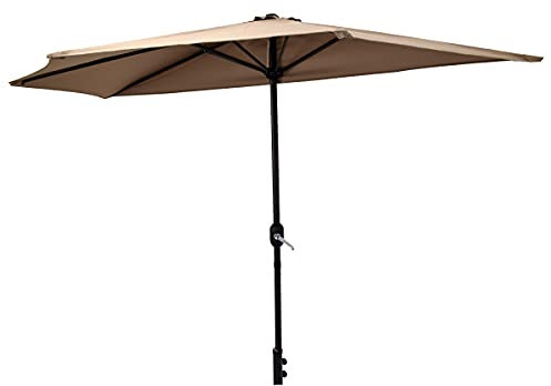 Yellowshop. - Ombrellone mezzaluna a muro Ø 2,70xH2,50 mt con snodo e 5 stecche telo in poliestere Bianco o Tortora - SUN (Tortora)