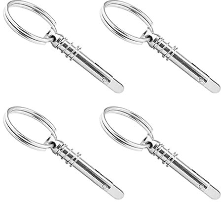 ihreesy 4 piezas Pasadores de Liberación Rápida, Pasadores Superiores de Acero Inoxidable 316 de 1/4 de Pulgada Pasador Resorte con Anillo Tracción Hardware Marino Plateado Accesorios,6.3mm x 42mm