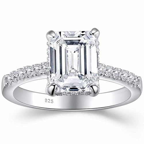 SHELOVES 2,8 karat smaragd skär förlovningsringar AAAAA vit Cz 925 sterling silver bröllop band storlek J 1/2-Y e sterlingsilver, O, colore: Vitt, cod. SL1080_7