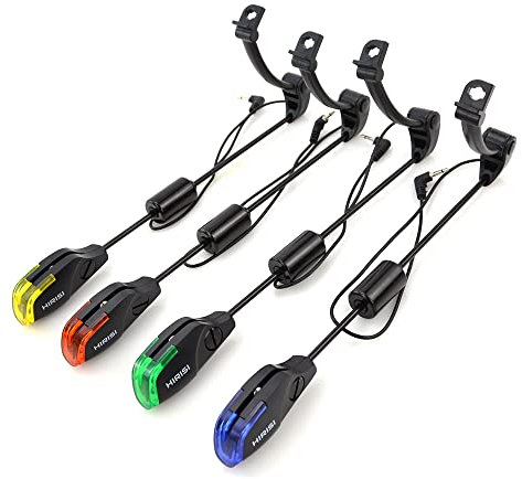 Hirisi Tackle Karpfenangeln Swinger, LED-Alarmierung, Bissanzeiger-Set, rot, gelb, blau, grün, 10.2 cm Koffer