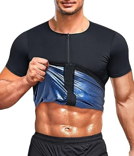 Bingrong Sauna Shirt Herren Abnehmen Schwitzanzug Sauna Weste Bauchweg Body Shaper Neopren Körperformer Saunaanzüge Shirt Fitness Korsett Schwitweste Shapewear Tank Top (Schwarz, L)