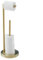 YUET Freestanding Toilet Roll Holders Free Standing Folding Paper Holder Toilet Roll Stand Storage Stainless Steel Bathroom, Free-Standing Dispenser Holds 5 Paper Roll with Storage (Gold)