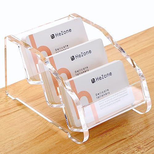 Visitenkartenhalter, Visitenkartenhalter für Damen und Herren, 3 Fächer, 3 Ebenen, um zu verhindern, dass Visitenkarten nach vorne kippen (3 Steckfächer)