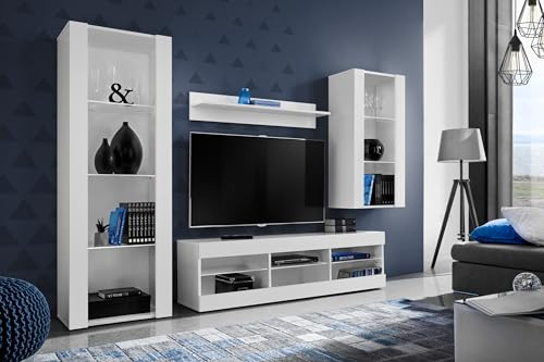 Komodee Wohnwand TV Tivoli Medio Weiß/Weiß 245x159x35 cm