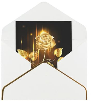 Blanko-Grußkarten mit Umschlägen, modische Urlaubskarten mit goldfarbenem Perlenpapier, Dankeskarten, personalisierte Anlässe, Karten für Neujahr, Geburtstag, Hochzeiten/Gold Rose Floral