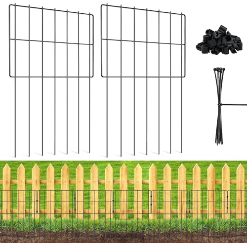 Tier-Absperrzaun, 43,2 cm (H) x 30,2 cm (L), kein Graben, Gartenzaun, für kleine Hunde und Kaninchen, rostfreies Metall, dekorativer Zaun für Außenlandschaft, Hof, Terrasse, 5,1 cm Spike-Abstandszaun