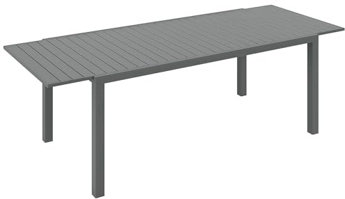 Outsunny Ausziehbarer Gartentisch Terrassen-Esstisch Aluminium rechteckig für 6-8 Personen, max. Belastung 50kg, ABM. 180/240L x 94l x 73H cm, dunkelgrau