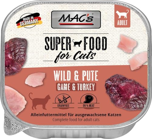 Mac's Cat Premium Nassfutter für Katzen, 16 x 100 g (Hirsch und Türkei)