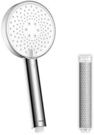 Philips Soffione doccia con filtro, rimuove efficacemente cloro e altre particelle di grandi dimensioni, tre modalità di spruzzo, design rinforzante, capacità di filtro di 1 mese
