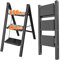 JOISCOPE Aluminium Alloy 3 Step Ladder 250KG Load Capacity, Anti-slip Antirust Folding Step, Sturdy & Lightweight Aluminium Step Ladder, Multifunctional Small Step Ladder for Indoor/Outdoor, Black
