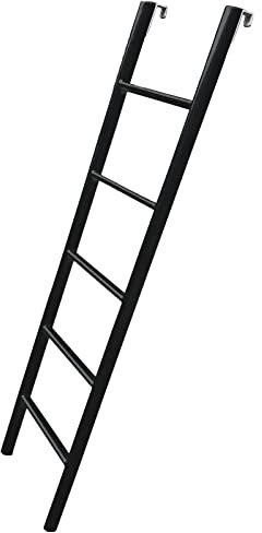 Metal RV Bed Ladder, Twin Loft Bed Ladder with Hooks - Floor-Stand Black Bunk Ladder for Kids Bedroom/Dorms Elevated Bed