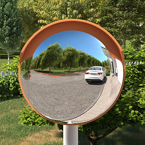 LAPOOH Verkehrsspiegel Konvex Outdoor Orange Ø30 cm Polycarbonat, Ausfahrt Spiegel, Konvexer Spiegel, Spiegel Ausfahrt, Traffic Mirror, Einparkhilfe Garage