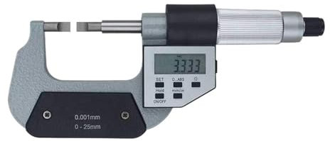 DAISHUJIE Digitale Bügelmessschraube Messbereich 0–25 mm, digitaler elektronischer Mikrometer, 0,7 mm, Auflösung 0,001 mm