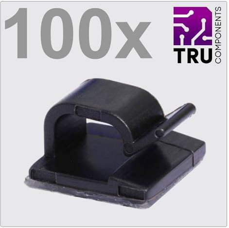 TRU COMPONENTS T24CA020 Kabelclip selbstklebend TC-12888436 Bündel-Ø-Bereich 1 bis 7 mm Schwarz 100 St.