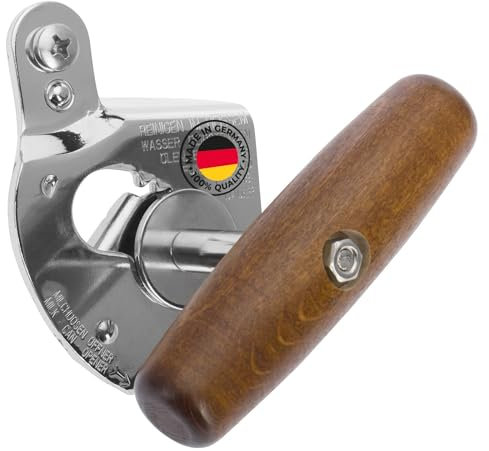 Westmark Abrelatas profesional 1 Unidad – Edición Monopol Titanio – Robusto Abrelatas de Acero – Mango de Madera Ergonómico, Duradero – Plata/Marrón