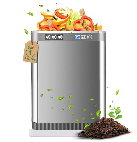 Compostador eléctrico máximo de 4 libras, compostador de cocina de bajo consumo, compostador interior convierte los restos en fertilizante de jardín, 2 filtros de carbono de 3 capas de cero olor,