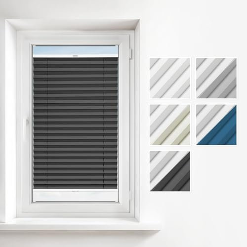 Estika Thermo Plissee Klemmfix ohne Bohren nach Maß Verdunkelung für Fenster in verschiedenen Breiten (30–129 cm) und Höhen (50–149 cm) Blickdicht erhältlich mit Montagezubehör