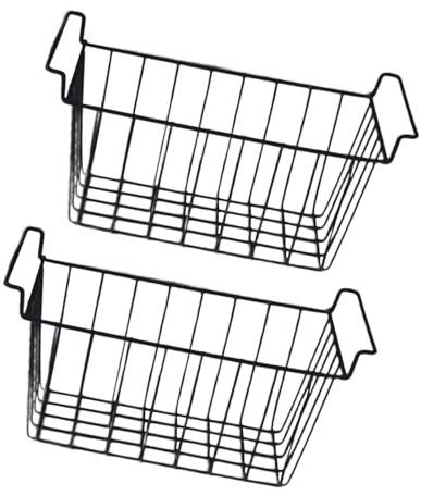 F Fityle Lot de 2 paniers de congélation pour réfrigérateur avec poignée, Panier de Rangement Portable en Fil de Fer, Poubelle de Garde-Manger pour Magasin de, 41.5 Cm X 24.5 Cm X