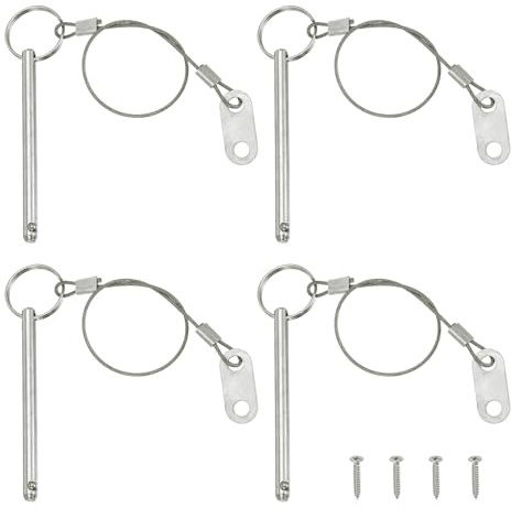 PATIKIL 4pcs Perno A Sgancio Rapido Diametro 1/4(6mm Con Filo Argento | Lunghezza Effettiva 1.5(38mm, Lunghezza Totale 2(50mm, Perno Bimini Top In Acciaio Al Carbonio, Per Marina