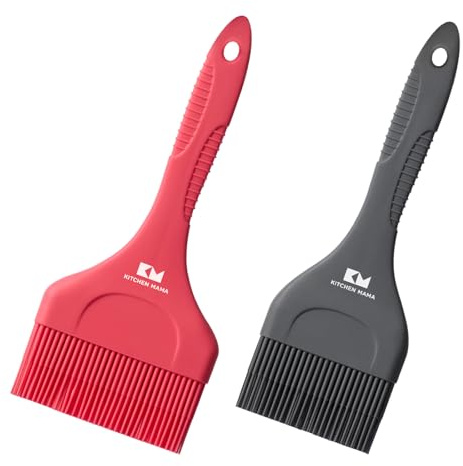 Kitchen Mama Platinum Silicone Extra Wide Pastry & Basting Brush Utensil Set – Heat Resistant, Dishwasher Safe, BBQ Grilling, Cooking, Baking, Perfect For Outdoor, and Butter, Egg Wash, Oil and Sauce