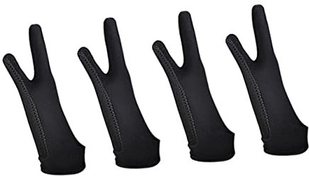 Operitacx 2pairs Two-Finger Artist Glove Touch Drawing Gloves for Digital Painting Sketching for Tablets Comfortable Painting