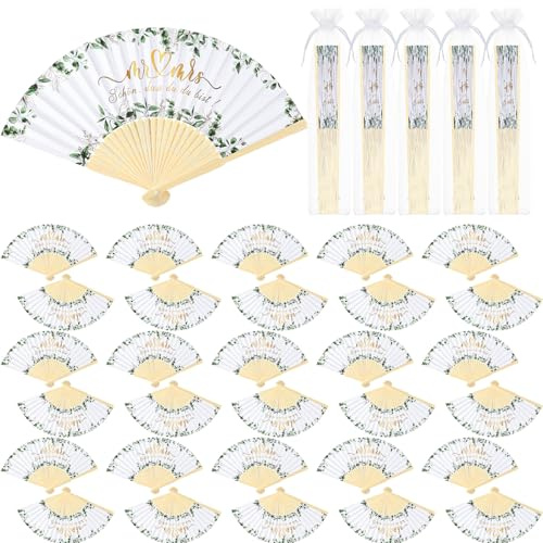 Namalu 30 Stück Hochzeit Handfächer Gastgeschenk Weiß Papierfächer